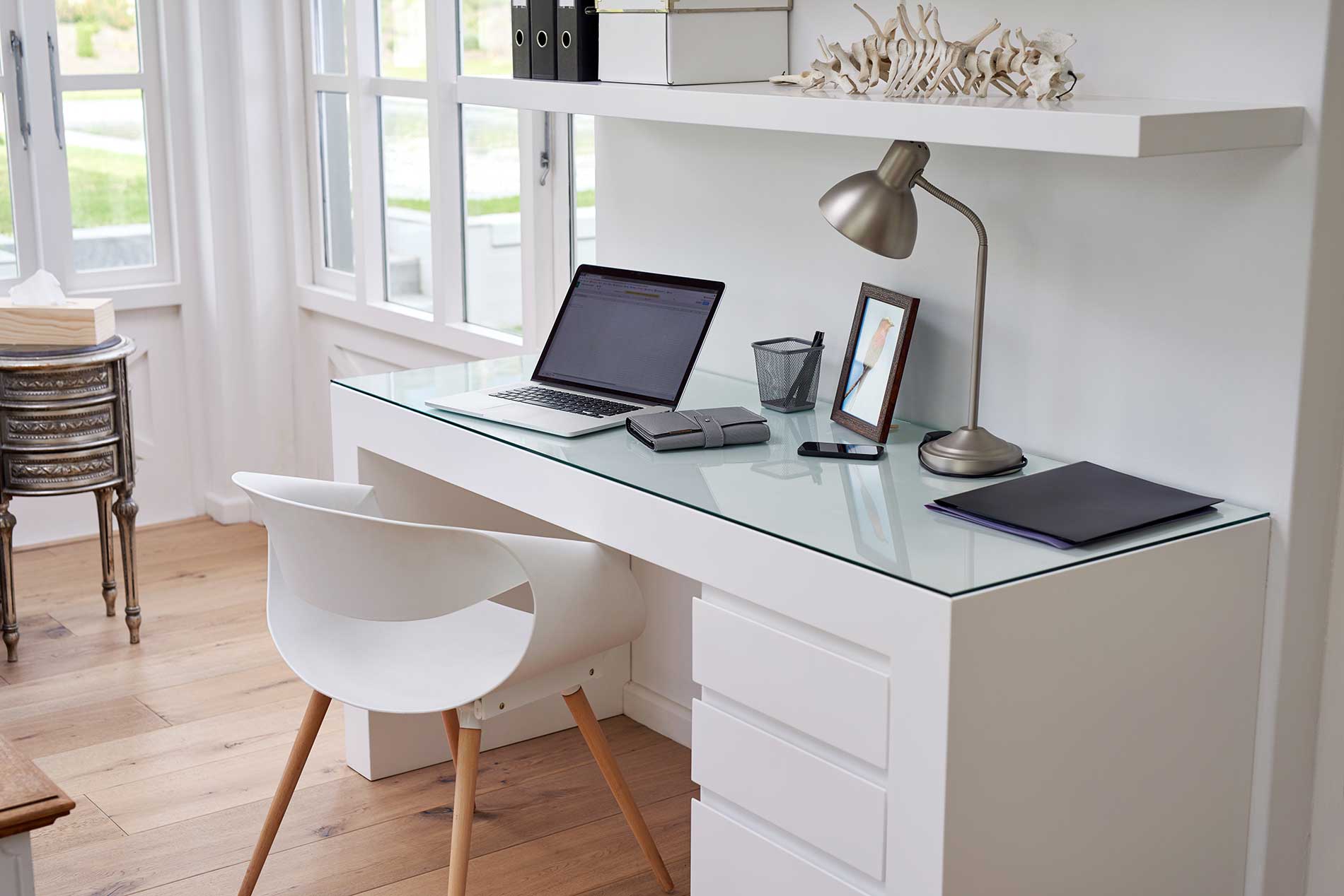 new modern decorated office in white - home office designs