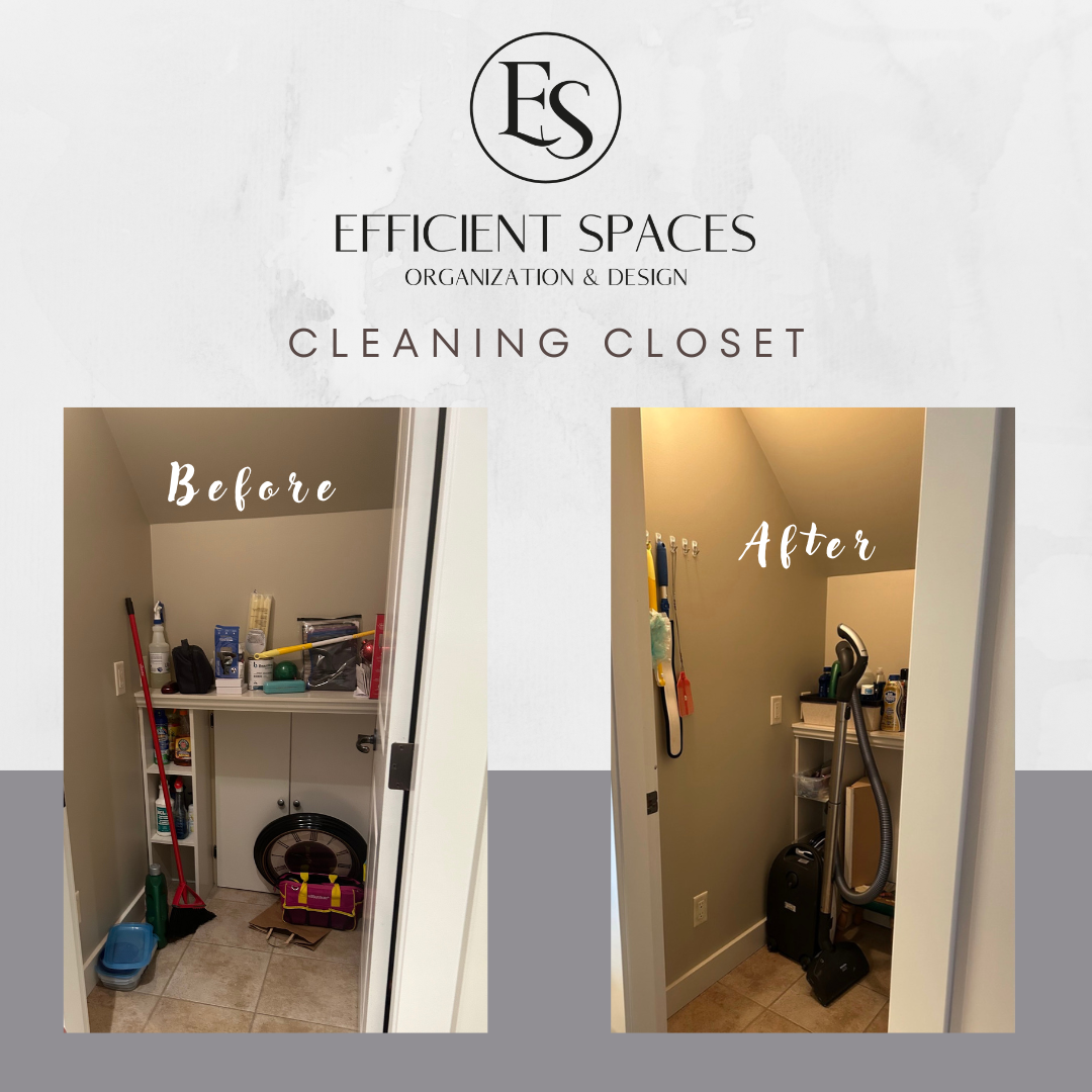 Efficient Spaces Cleaning Closet Before and After Professional Organizer