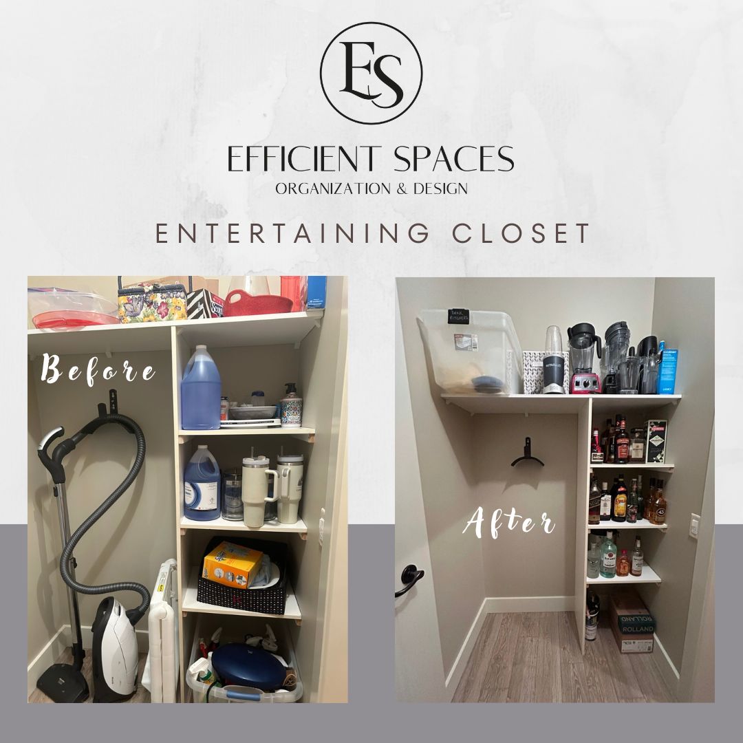 Efficient Spaces Entertaining Closet Before and After Professional Organizer