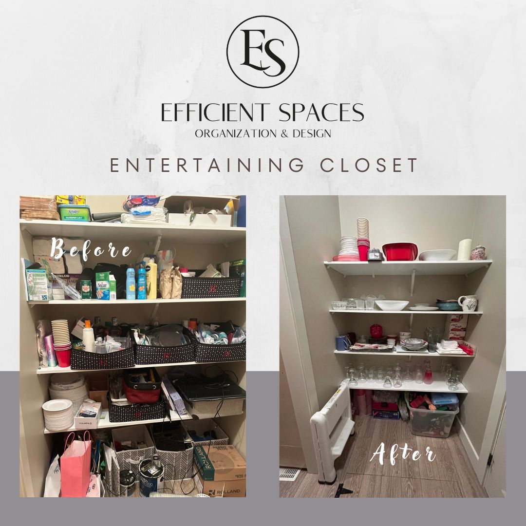 Efficient Spaces Entertaining Pantry Before and After Professional Organizer